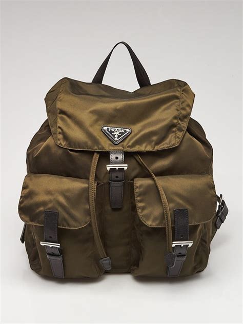 prada military green backpack|Prada Military Green Vela Nylon Zainetto Backpack Bag.